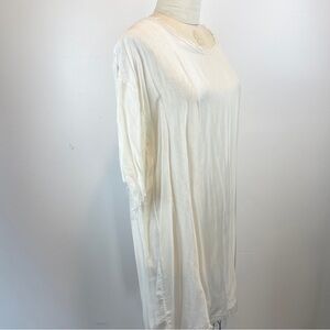 Sanctamuerte White Dress Raw Hem Silk Wide Half Sleeve Midi Made In Italy M/L